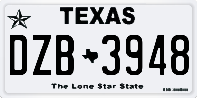 TX license plate DZB3948