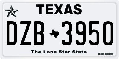 TX license plate DZB3950