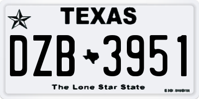 TX license plate DZB3951