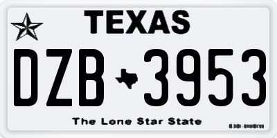 TX license plate DZB3953