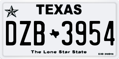 TX license plate DZB3954