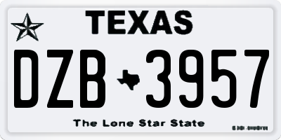 TX license plate DZB3957