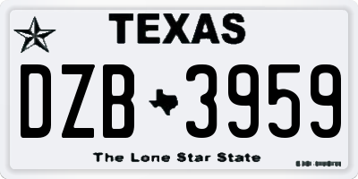 TX license plate DZB3959