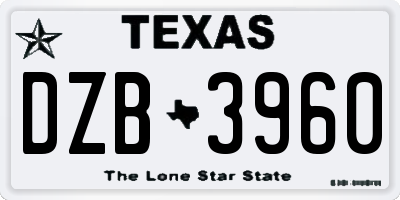 TX license plate DZB3960