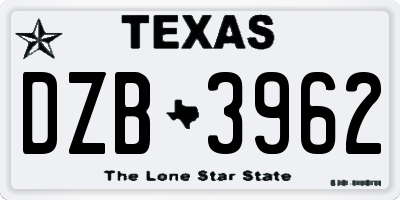 TX license plate DZB3962