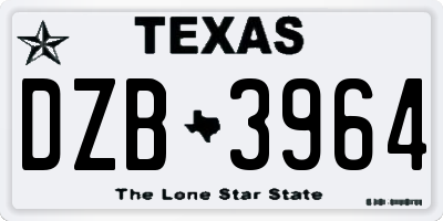 TX license plate DZB3964