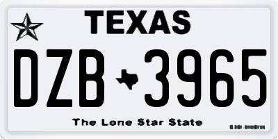 TX license plate DZB3965