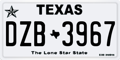 TX license plate DZB3967