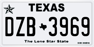 TX license plate DZB3969