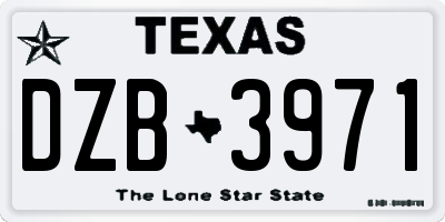 TX license plate DZB3971