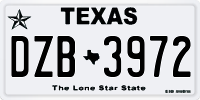 TX license plate DZB3972