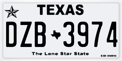 TX license plate DZB3974