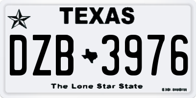 TX license plate DZB3976