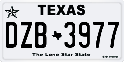 TX license plate DZB3977