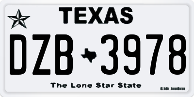 TX license plate DZB3978