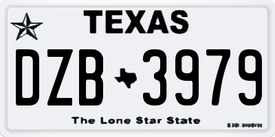 TX license plate DZB3979