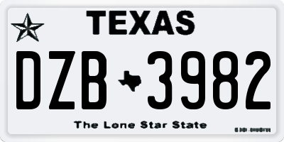 TX license plate DZB3982