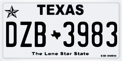 TX license plate DZB3983