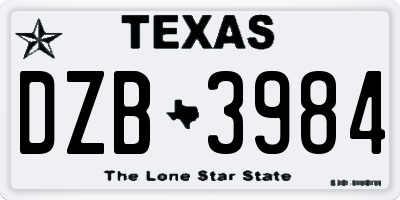 TX license plate DZB3984