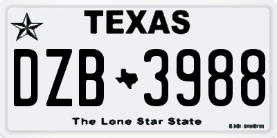 TX license plate DZB3988