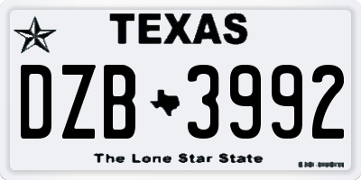 TX license plate DZB3992