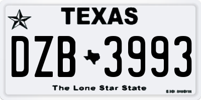 TX license plate DZB3993