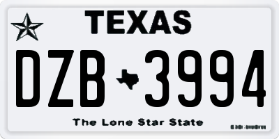 TX license plate DZB3994
