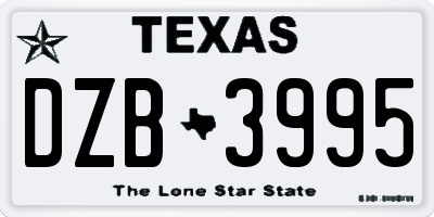TX license plate DZB3995