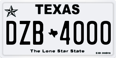 TX license plate DZB4000