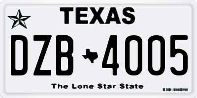 TX license plate DZB4005