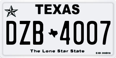TX license plate DZB4007