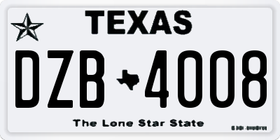 TX license plate DZB4008
