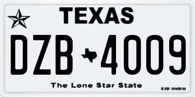 TX license plate DZB4009