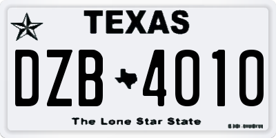 TX license plate DZB4010