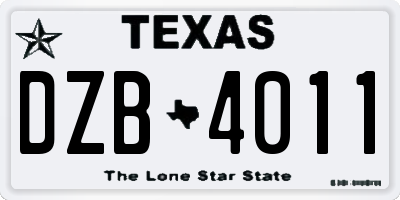 TX license plate DZB4011