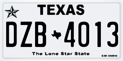 TX license plate DZB4013