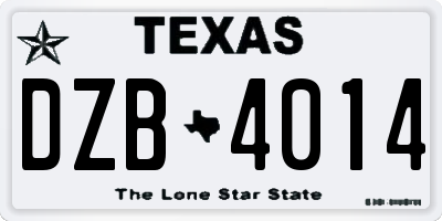 TX license plate DZB4014