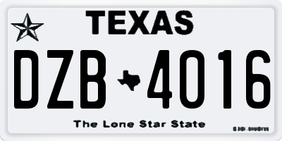 TX license plate DZB4016