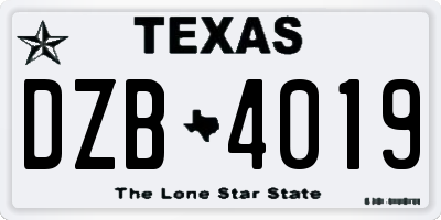 TX license plate DZB4019