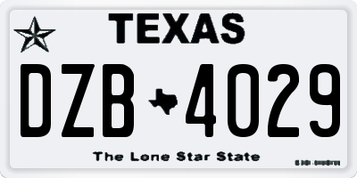 TX license plate DZB4029