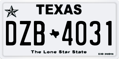 TX license plate DZB4031