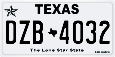 TX license plate DZB4032