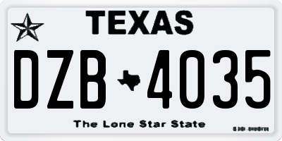 TX license plate DZB4035