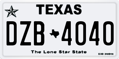 TX license plate DZB4040