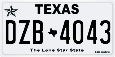 TX license plate DZB4043
