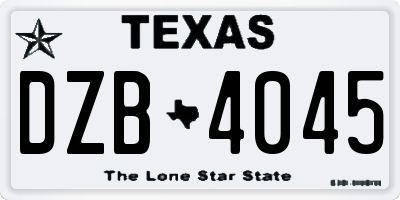 TX license plate DZB4045