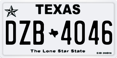 TX license plate DZB4046