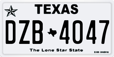 TX license plate DZB4047