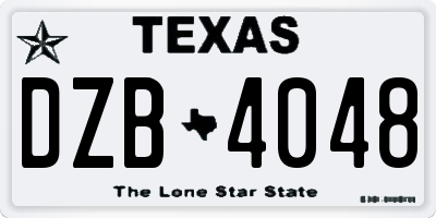 TX license plate DZB4048