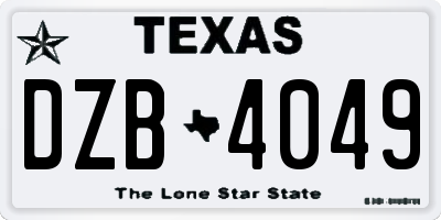TX license plate DZB4049